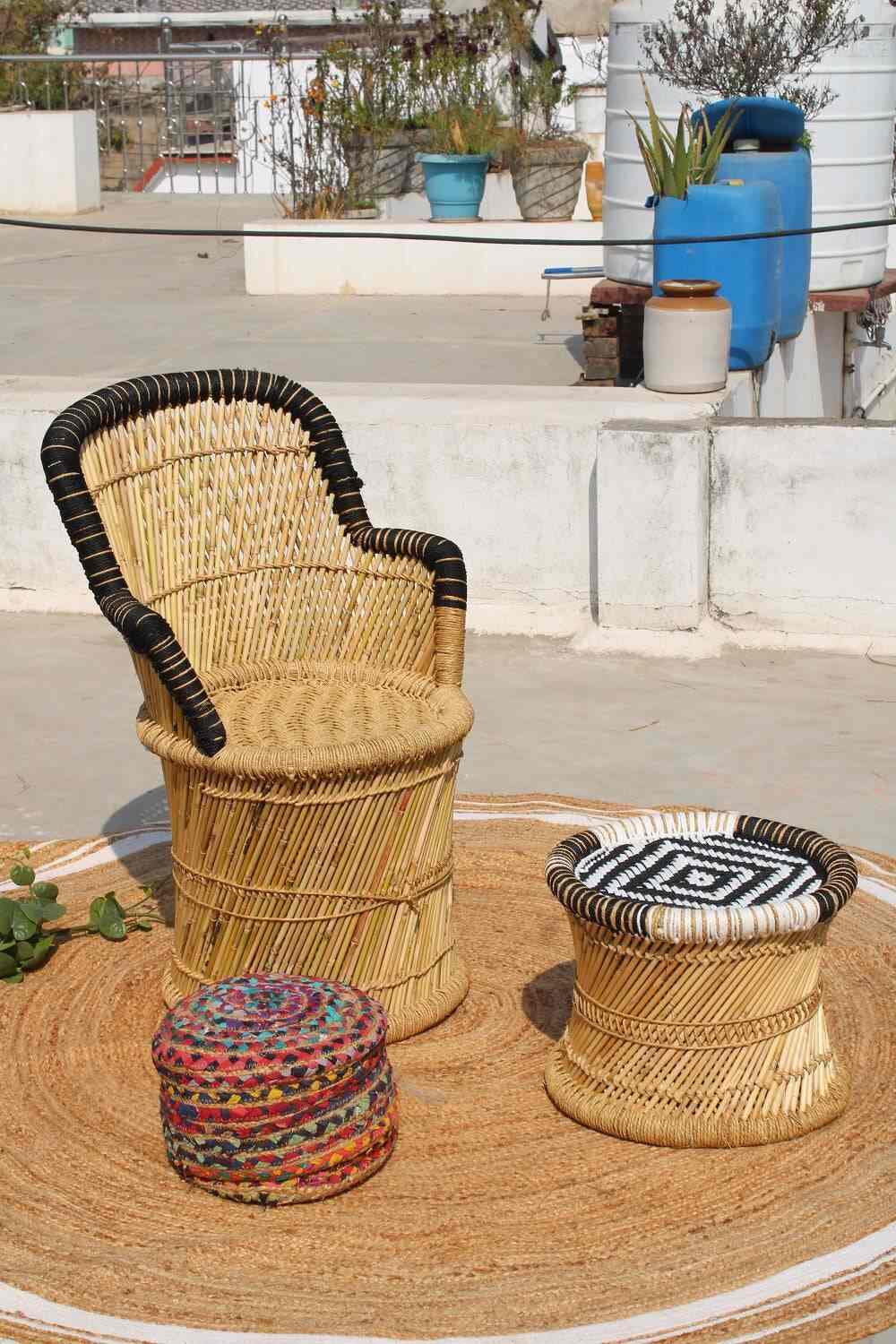 Bamboo stool with cushion online