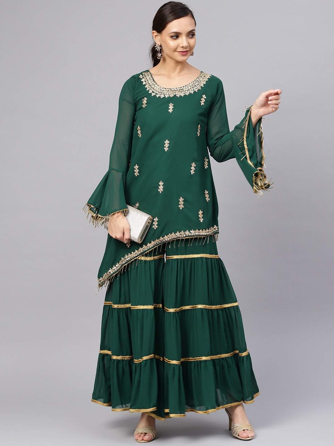 Chhabra 555 Bottle Green Sharara Set Price Starting From Rs 6,641. Find Verified Sellers in Ahmedabad - JdMart Chhabra 555 Bottle Green Sharara Set Price Starting From Rs 6,641. Find Verified Sellers in Ahmedabad - JdMart