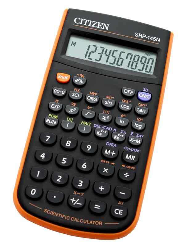 citizen scientific calculator black orange srp 145nor