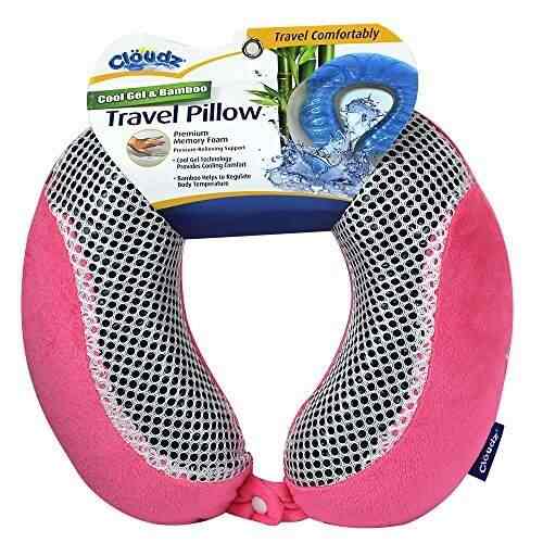 Cloudz Cool Gel Memory Foam Travel Pillow Pink By Cloudz Features