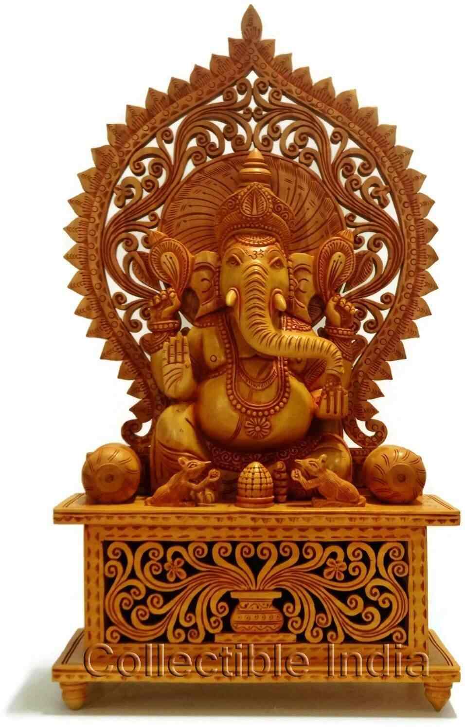 Buy Collectible India 1 3 Ft Large Wooden Ganesh Ganesha Statue Idol Intricately Hand Carved Home Decor Ganpati Temple Features Price Reviews Online In India Justdial One of them is the placement of ganesha murti just opposite to the entrance of always purchase a ganesha idol facing trunk in a left direction because that with right facing truck needs more care, attention to keep it in your home. collectible india 1 3 ft large wooden ganesh ganesha statue idol intricately hand carved home decor ganpati temple