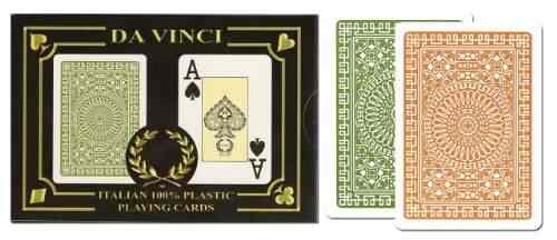 2-Deck Set with Hard Shell Case /& 2 Cut Cards Da Vinci Italian 100/% Plastic Playing Cards