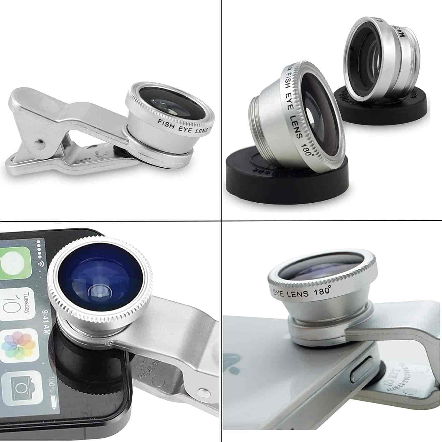 DMG Universal 3 in 1 Clip-On Mobile Cell Phone Camera Lens Kit, 180