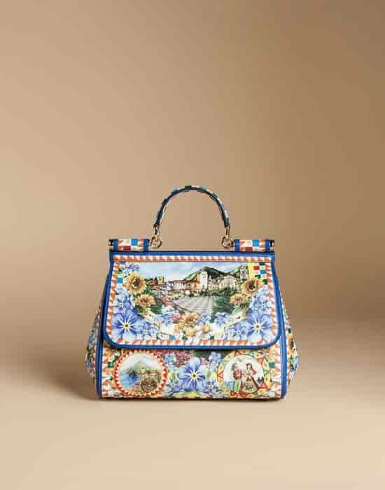 Dolce Gabbana Medium Sicily Bag In Printed Dauphine Leather Dolce Gabbana Medium Sicily Bag In Printed Dauphine Leather Blue Bb6002ac6018e881