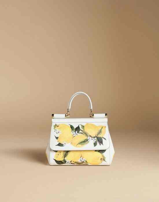 medium sicily bag in printed dauphine calfskin