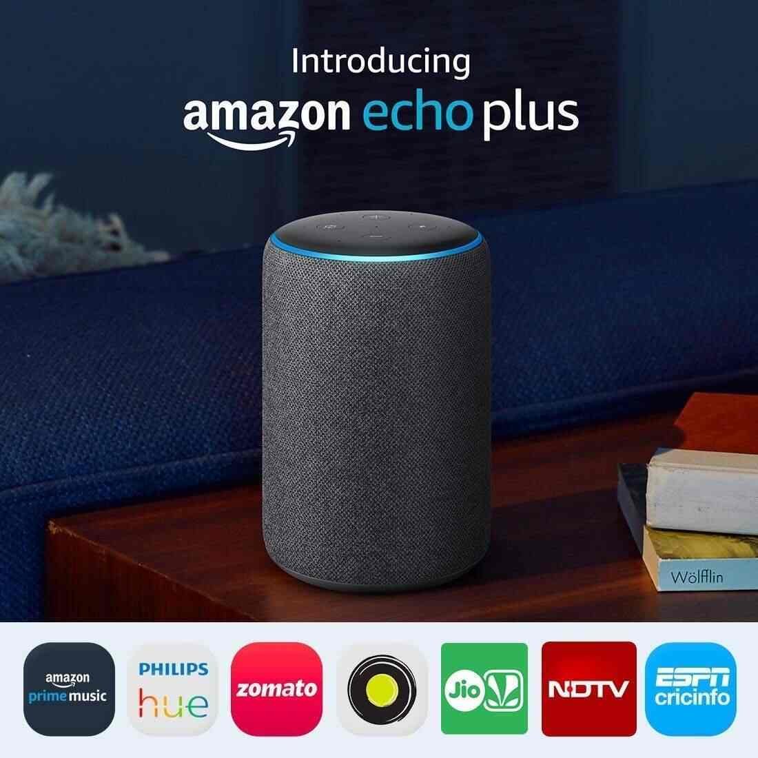 Amazon Echo Echo Plus (2nd Gen - White) bundle with Echo Dot (3rd Gen - Black) and Philips Hue 9.5W Smart Bulb
