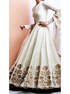 Faux Georgette White Anarkali Suit Set in Ahmedabad - Dealers,  Manufacturers & Suppliers -Justdial