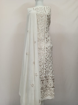 white anarkali dress buy ahmedabad Peacock - Kzari  Kzari White FABRIC USED Shop Premium White Suits with
