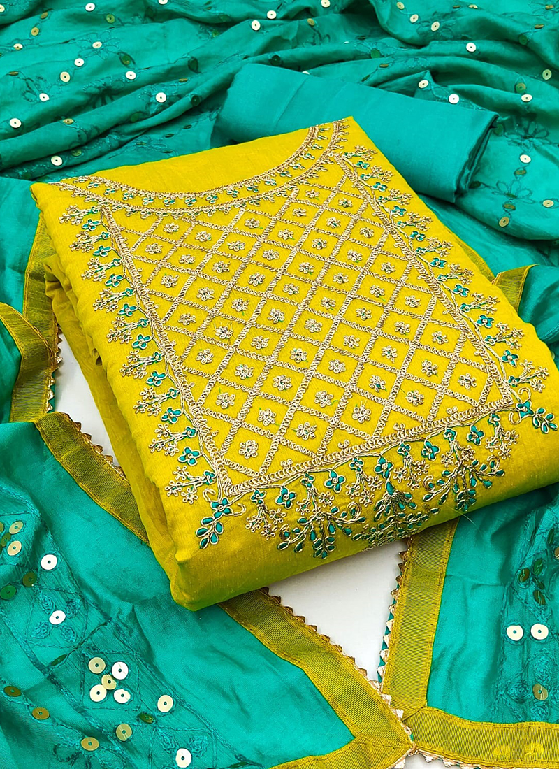 silk dress material for ladies Pure Katan Silk Handloom Banarasi Dress Material