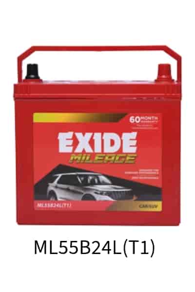 EXIDE MILEAGE (ML55B24L(T1)) Car Battery, Warranty 60 Months
