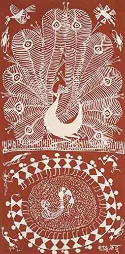 Buy Exotic India Peacock And Tarpa Dance Warli Painting On