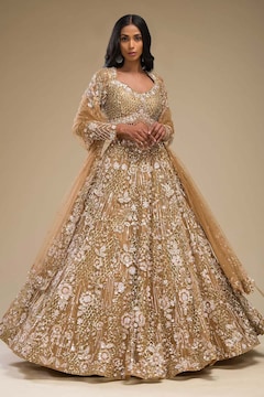 knee length dresses for ladies Double shade Ombre Peplum long Dress Farshi Gaharara Pakistani Bridal –  Shopping World main image 0
