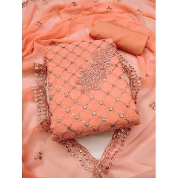 open lace back dress Embroidered Chiffon 3 Piece Unstitched Suit MBC-MPC-23-104-Party Wear –  Polawn main image 0