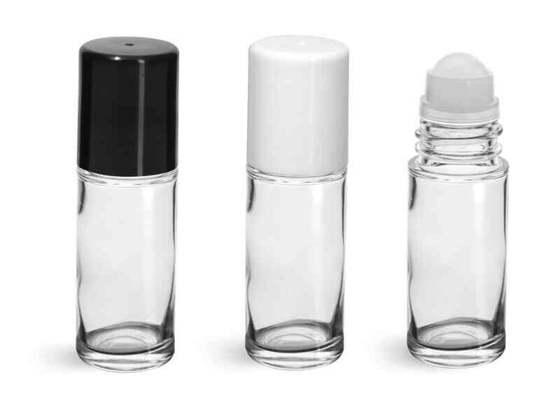 Glass Bottles, Clear French Square Glass Bottles w/ Black Phenolic Cone