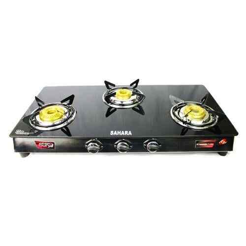 cello prima gas stove 3 burner glass top