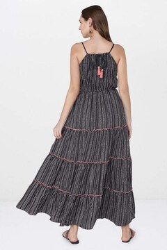 Global Desi Striped Black Maxi Price Starting From Rs 3,324 | Find Verified  Sellers at Justdial
