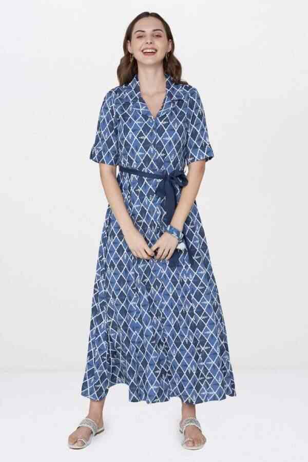 Globaldesi Dark Blue Maxi Dress Global Desi Dark Blue Maxi Dress Price Starting From Rs 2 349 Find Verified Sellers at Justdial