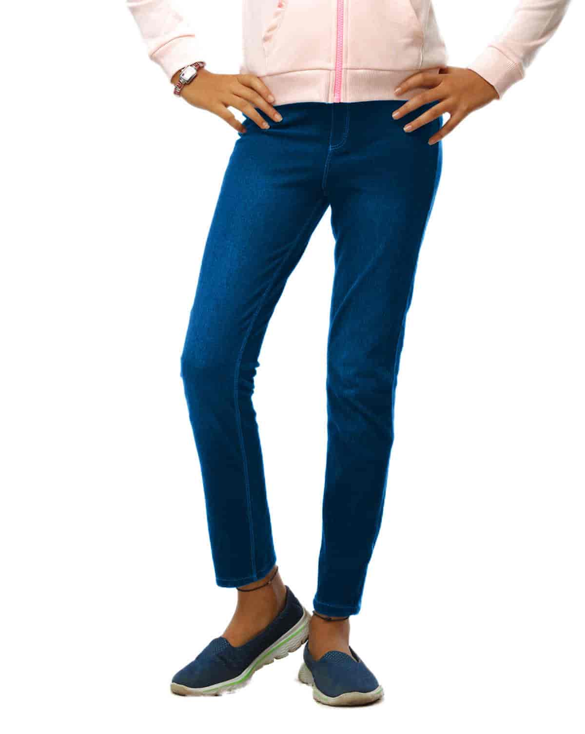 GO COLORS Girls Blue Jegging 360 stretch Denim
