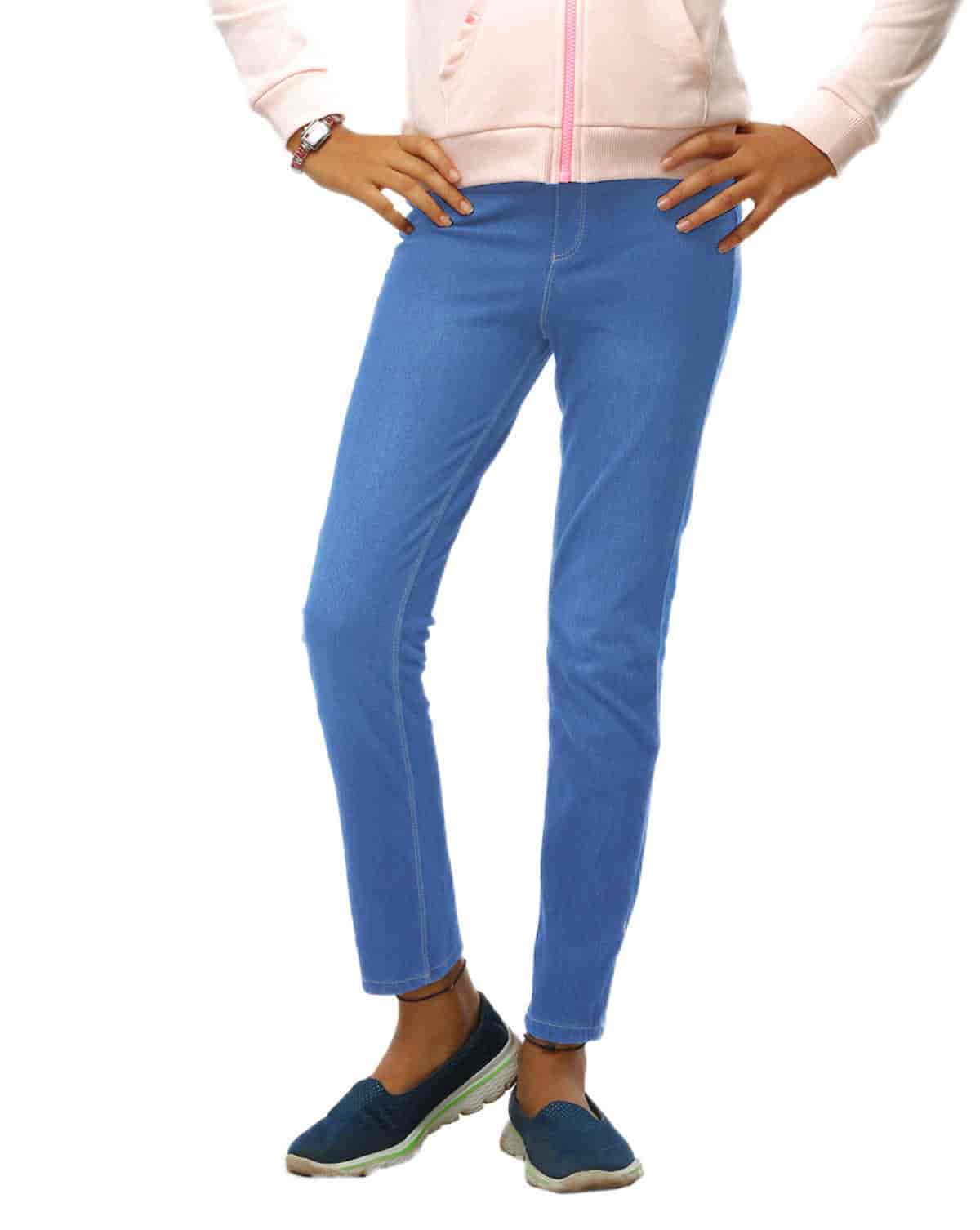 GO COLORS Girls Light Blue Jegging 360 stretch Denim