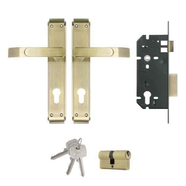 Godrej Gloria Brown Antique Brass Door Handle With Lock Set 2C (238 Mm)