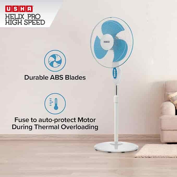 USHA Helix Pro High Speed 400 mm Pedestal Fan (White, Blue)