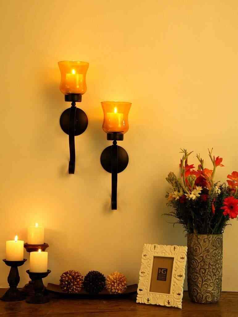 Buy Hosley Set Of 2 Decorative Wall Sconce Candle Holder With