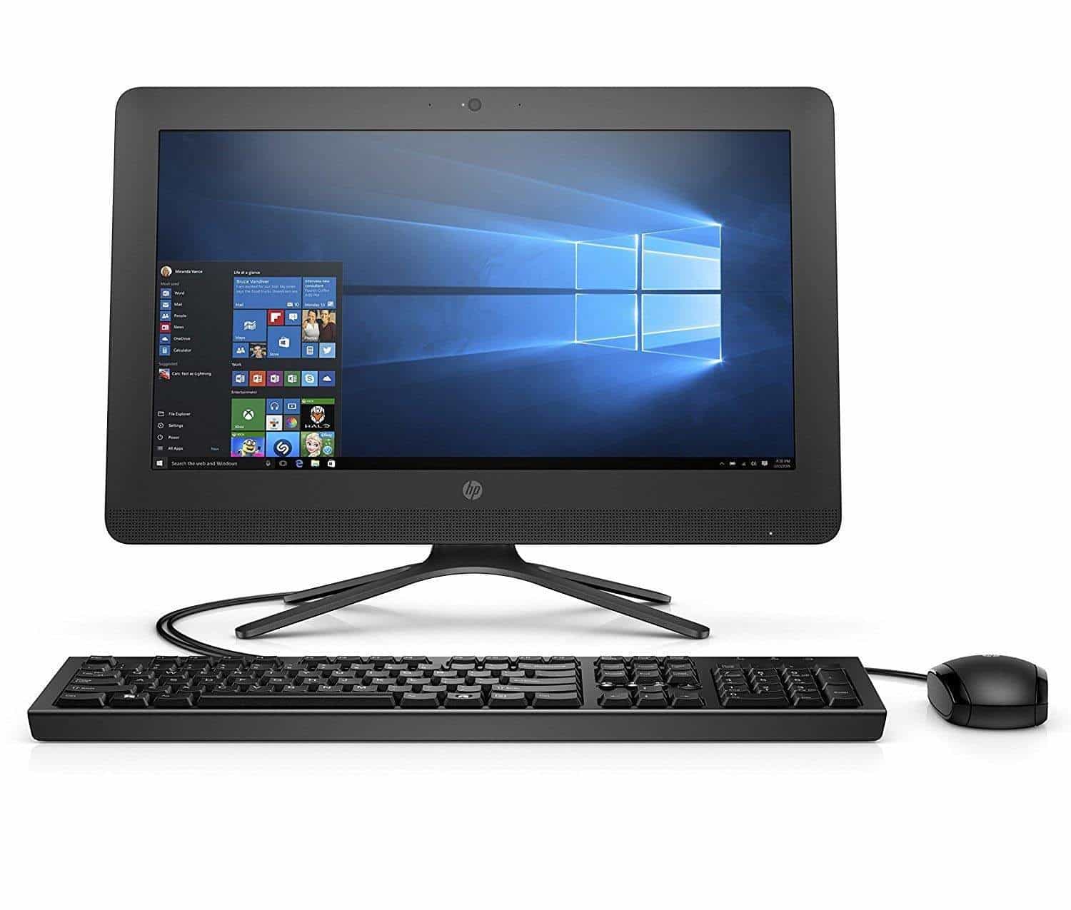HP 20-c323il 2018 19.5- All-in-One Desktop (AMD Dual-Core E2-9000 APU/4GB/1TB/DOS/Integrated Graphics), Black