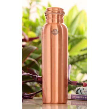 Paani Pure Copper Water Bottle For Drinking 900ml With Grip Sleeve Pure Copper Water Flask Leakproof Reusable Metal Water Bottle Ayurvedic Travel Waterbottle For Gym Yoga Black