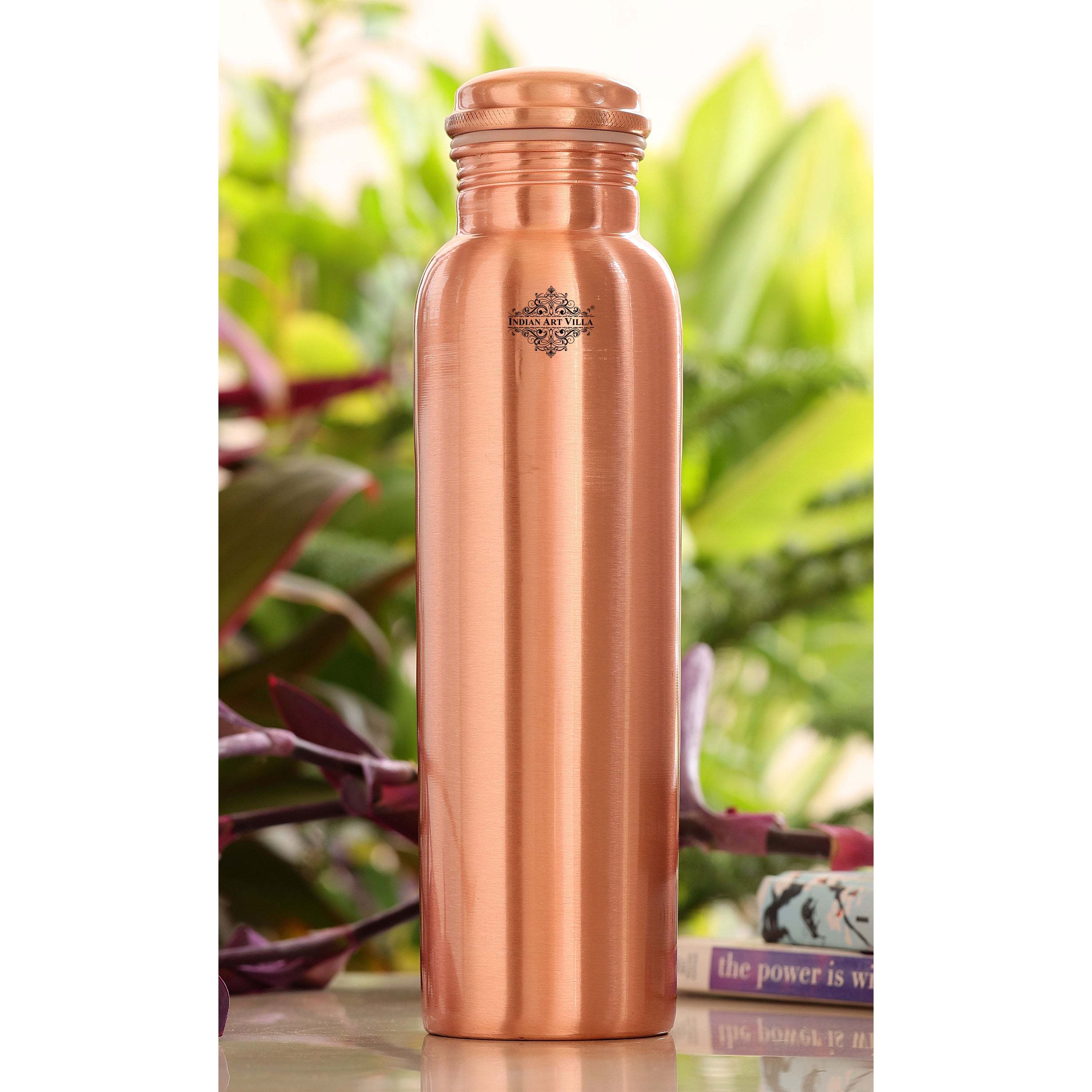 Paani Pure Copper Water Bottle For Drinking 900ml With Grip Sleeve Pure Copper Water Flask Leakproof Reusable Metal Water Bottle Ayurvedic Travel Waterbottle For Gym Yoga Black
