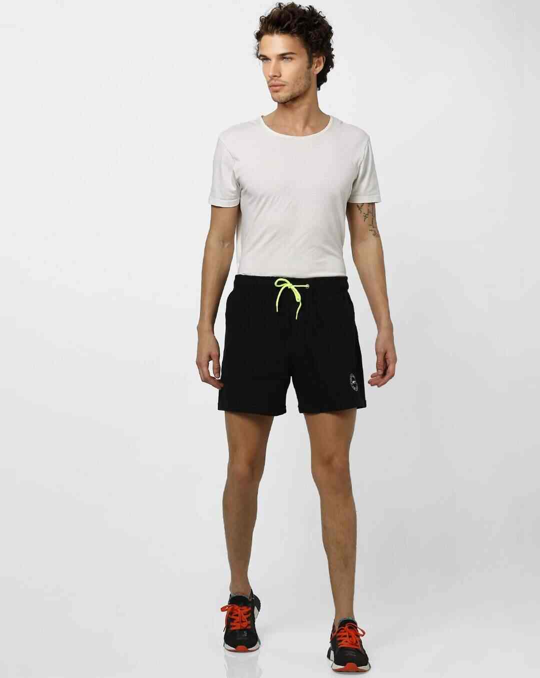 JACK & JONES Black Mid Rise Sweatshorts (195520902-Stretch-Limo)