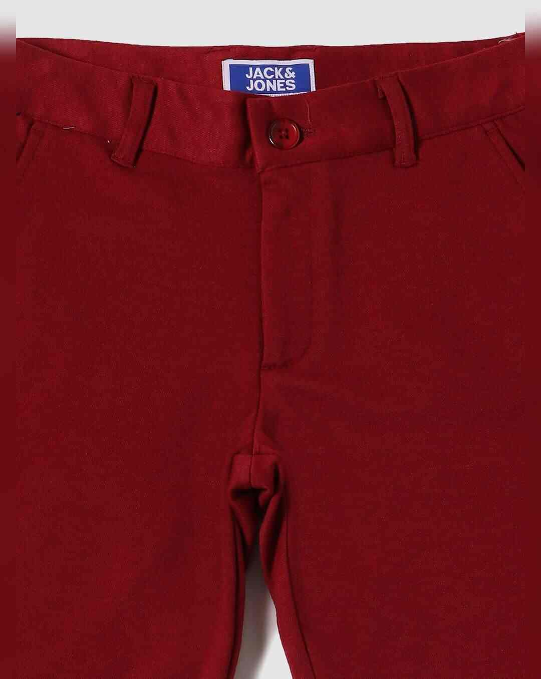 JACK & JONES JUNIOR Red Mid Rise Chino Shorts (211933402-Brick-Red)