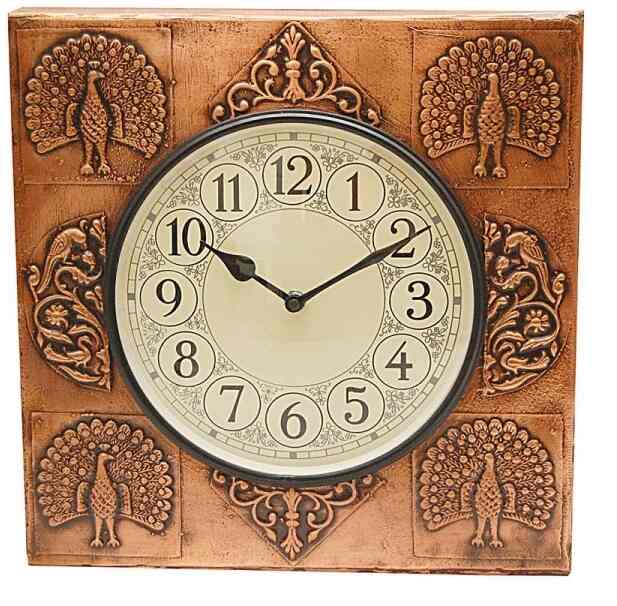 Buy Kalaplanet Metal Fitted Peacock Design Square Wooden Wall
