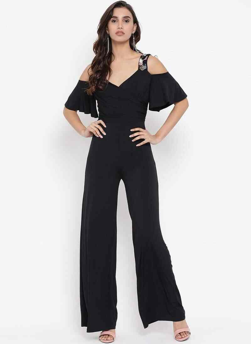 Kazo 118310 Jumpsuit With Embellished Strap (Black)