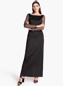 fitted lace wedding dress Kazimier Long Sleeve Maxi Dress Black main image 1