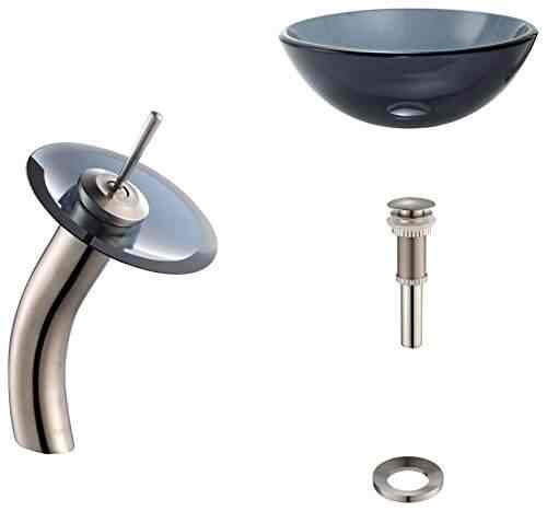 Buy Kraus C Gv 104 14 12mm 10sn Clear Black 14 Glass Vessel Sink