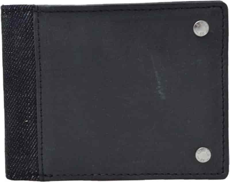 LEVI'S Men's Genuine Leather 3 Card Slots Wallet (Black)