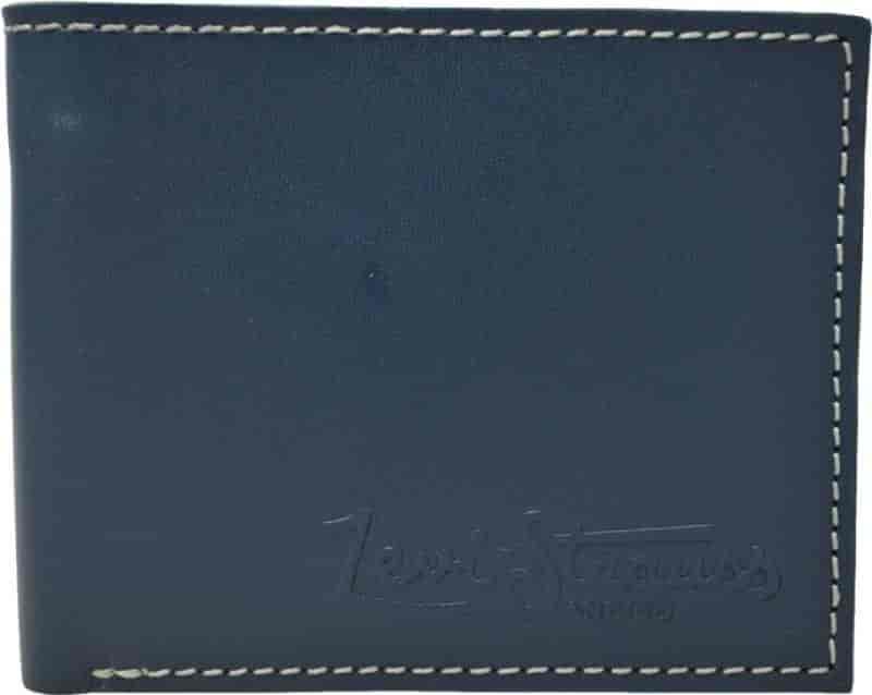 LEVI'S Men's Genuine Leather 6 Card Slots Wallet (Blue)