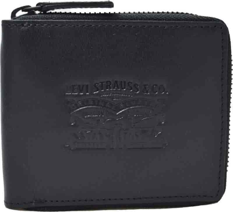 LEVI'S Men's Genuine Leather 8 Card Slots Wallet (Black)