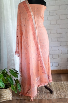 chinese dress ladies Elegant Navy Blue Floral Printed Linen Cotton Dress Material Featuring