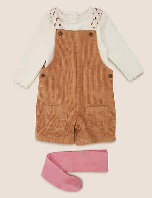 MARKS & SPENCER 3 Piece Cotton Cord Dungarees Outfit