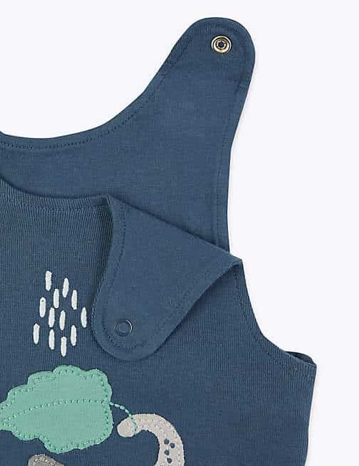 MARKS & SPENCER 2 Piece Cotton Elephant Dungarees Outfit (7 lbs-12 Mths)