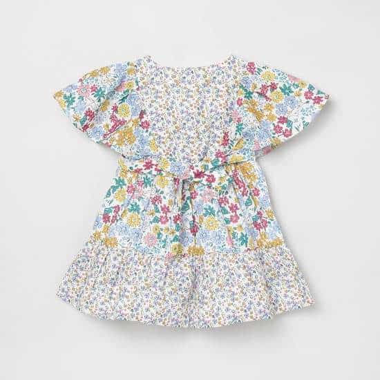MAX Floral Print A-Line Dress with Cape Layer (Multicolor, 1000009961037)