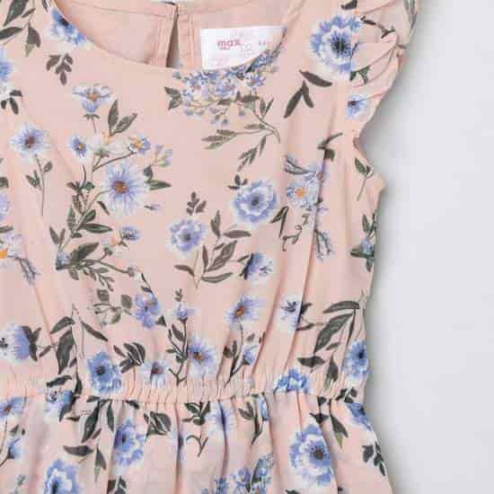 MAX Floral Print Ruffled Sleeves A-Line Dress (Pink, 1000009933297)