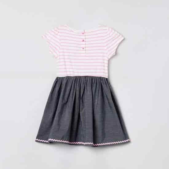 MAX Bunny Embroidery Striped A-Line Dress (Multicolor, 1000008559919)