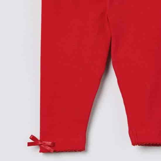 MAX Solid Bow Trimmed Full-Length Legging (Red, 1000008608843)