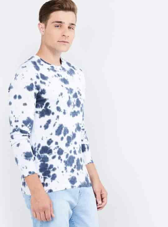 MAX Printed Full Sleeves Mens T-Shirt (Blue, 1000008811316)