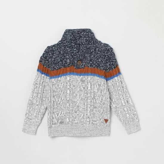 MAX Colourblocked Knit Cowl-Neck Boys Sweater (Multicolor, 1000009205888)