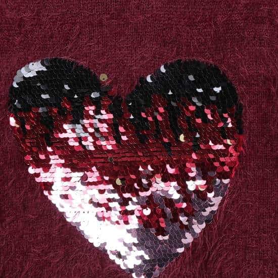 MAX Full Sleeves Girls Sweater with Sequin Detailing (Red, 1000009216122)