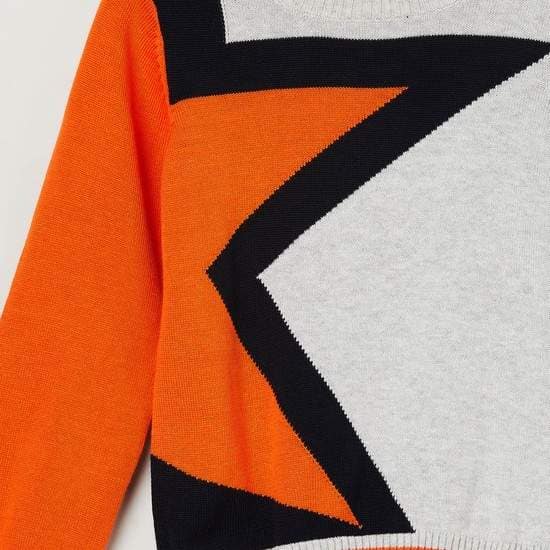 MAX Intarsia Star Pattern Boys Sweater (Grey, 1000009218702)