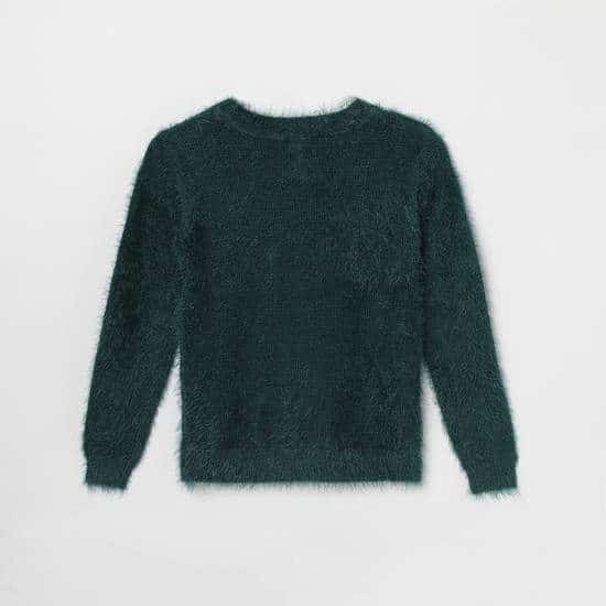 MAX Patterned Full Sleeves Girls Sweater (Green, 1000009216133)